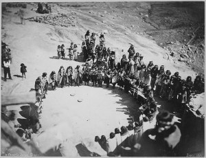 Hopi women's dance, Oraibi, Arizona Date1879 Collection	 National Archives at College Park